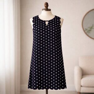Navy Blue Polka Dot A-Line Dress Size S